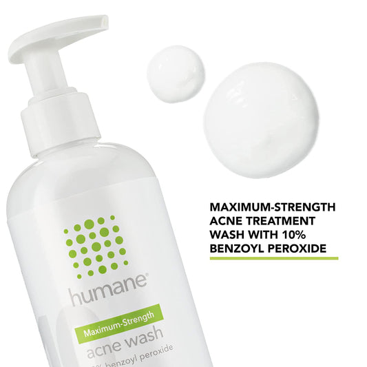 Humane Maximum-Strength Acne Wash And Clarifying Toner Bundle - 10% Benzoyl Peroxide Acne Treatment