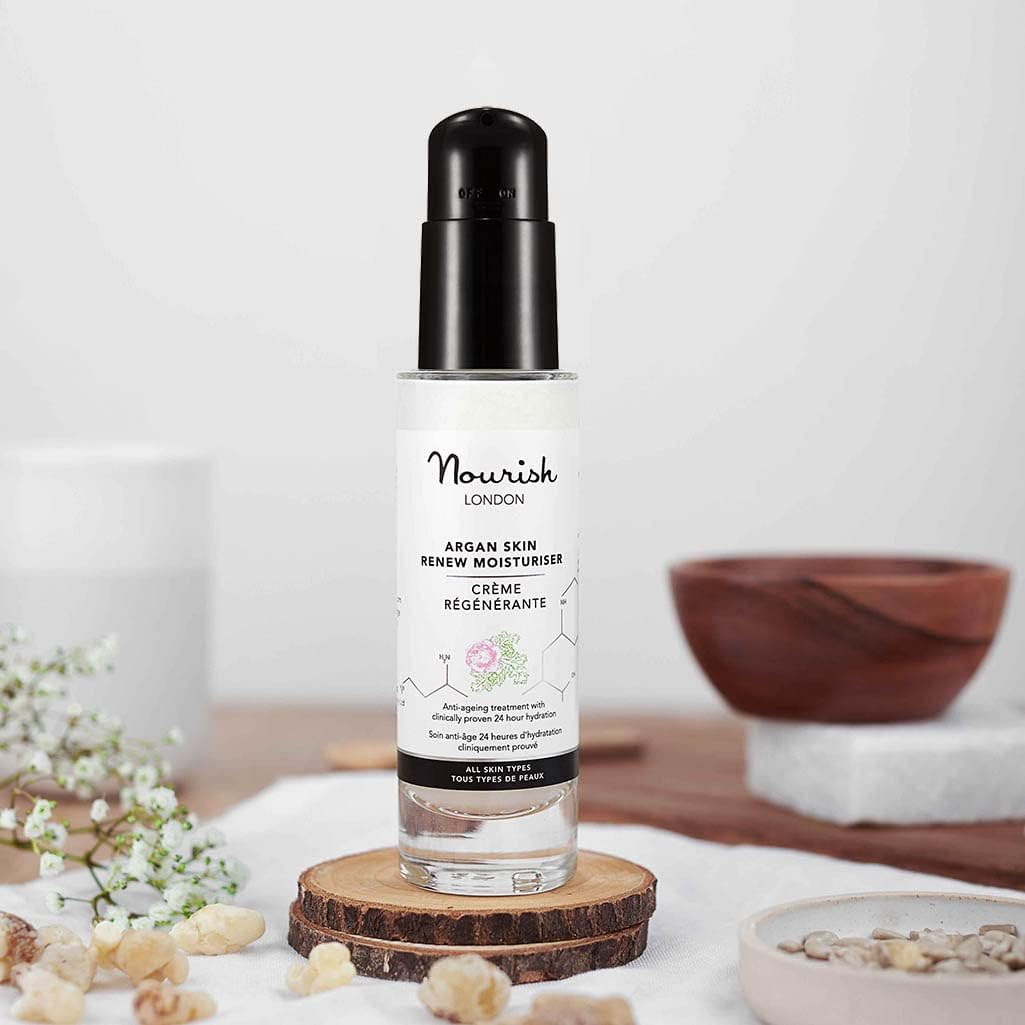 Nourish London Argan Skin Renew Moisturiser 50ml | Anti-Ageing Daily Moisturiser | Clinically Proven to Boost Hydration by 25% for 24 Hours | 100% Vegan | Cruelty-Free : Amazon.co.uk: Beauty