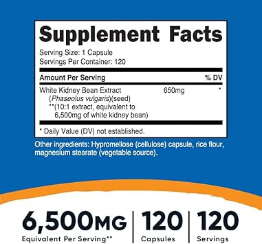 Nutricost White Kidney Bean Extract Capsules 650mg 120 Capsules - Vegetarian Caps, Gluten Free and Non-GMO