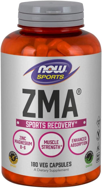 Now Foods Sports Nutrition, Zma (Zinc, Magnesium And Vitamin B-6), Enhanced Absorption, Sports Recovery*, 180 Capsules