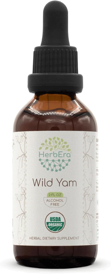 Wild Yam B120 Usda Organic Alcohol-Free Herbal Extract Tincture, Concentrated Liquid Drops Natural Wild Yam (Dioscorea Villosa) Dried Root 4 Fl Oz