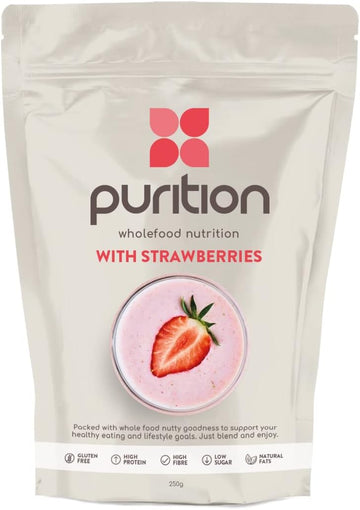 Purition Original Natural Protein Powder For Keto Diet Shakes And Meal Replacements Shakes With Only Natural Ingredients - 250G (Strawberry)