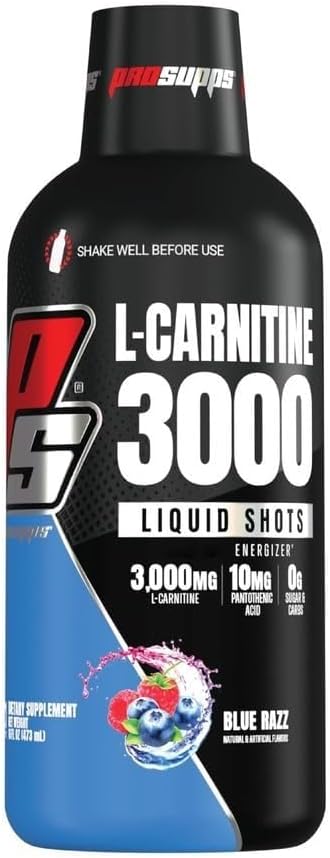 Prosupps L-Carnitine 3000 Stimulant Free Liquid Shots For Men And Women - Energizer Workout Drink For Performance And Muscle Recovery (Blue Razz)