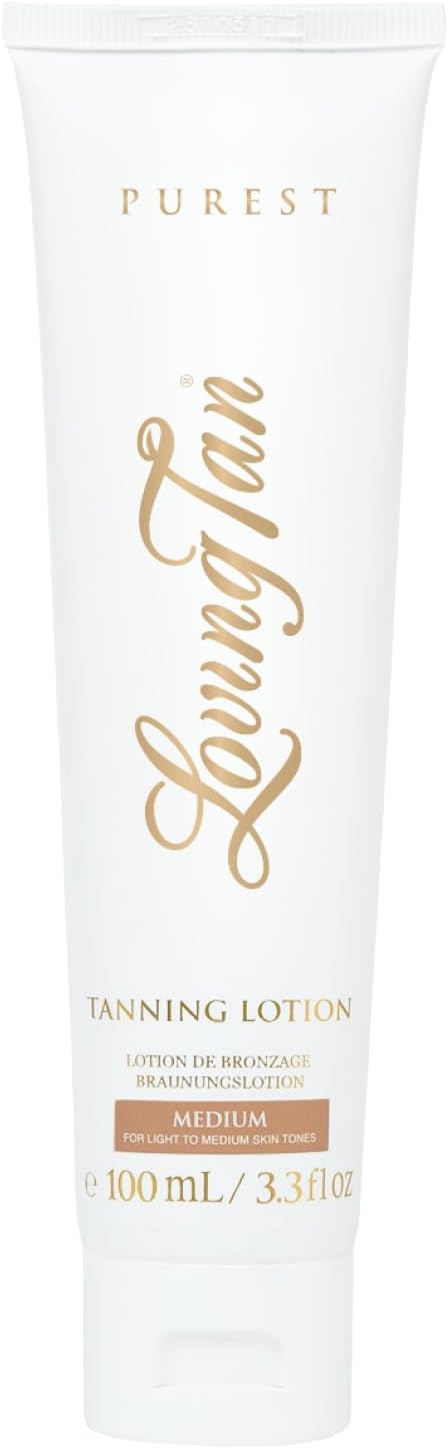 Loving Tan Purest Tanning Lotion, Medium – Sunless Tanner Made From 97% Certified Organic & Naturally Derived Ingredients, 5+ Self Tanner Applications, Cruelty Free, Vegan Friendly- 100 Ml
