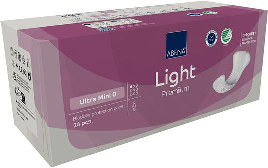 Abena Light Ultra Mini 0 | Incontinence Pads Women | 100ml Absorbency | 24 Pack | Women's Incontinence Pads | Panty Liners for Women Long | Incontinence Pads Women