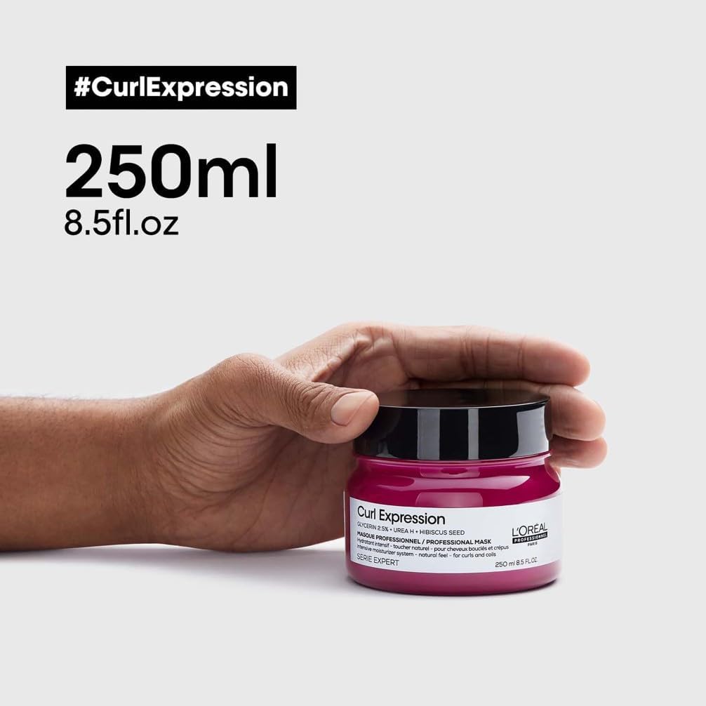 L'Oréal Professionnel Intensely Moisturising Rich Hair Mask, For Curly & Coily Hair, With Glycerin, Urea H and Hibiscus Seed Extract, Serie Expert Curl Expression, 250 ml : Amazon.co.uk: Beauty