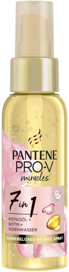 Pantene Pro-V Miracles 7-In-1 Weightless Hair Oil Spray 100 Ml With Castor Oil + Biotin + Rose Water, Beauty, Hair Care Dry Hair, Hair Care Shine, Hair Care
