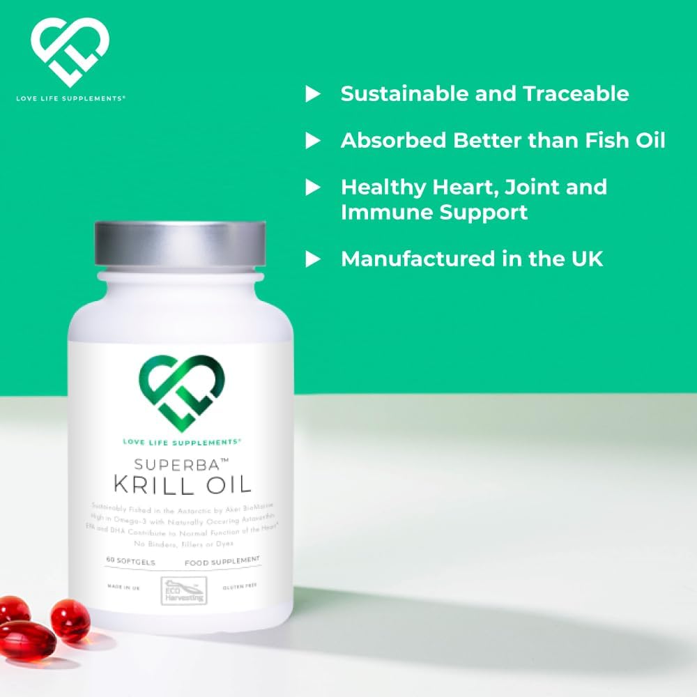 Krill Oil Omega 3 Capsules High Strength 1000mg | Sustainably Fished in Antarctic | 60 Red Softgels | Joint Care Supplements | with Powerful Antioxidant Astaxanthin and Phospholipids for Absorption : Amazon.co.uk: Health & Personal Care