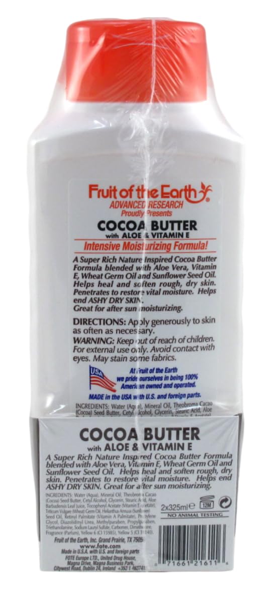 Fruit Of The Earth Bogo Lotion Cocoa Butter With Alo & Vit-E 11 Ounce (325Ml) (6 Pack)