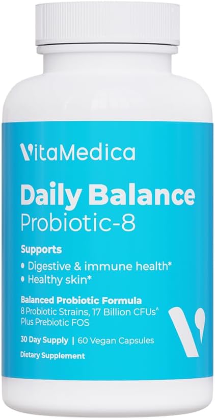 Vitamedica | Daily Balance Probiotic-8 | Probiotic Supplement | 16 Billion Cfus | Gut Health | Digestive, Skin, & Immune Support | Constipation, Diarrhea, Gas & Bloating Relief | Vegan | 60 Count