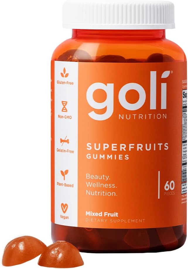 Goli Nutritional Supplement, Superfruits Beauty Gummy Vitamin - 60 Count - Collagen-Promoting Ingredients - Mixed Fruit, Vegan, Plant-Based, Non-Gmo, Gluten-Free & Gelatin Free