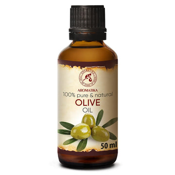 Olive Oil Extra Virgin 1.7 Fl Oz - 100% Pure Unrefined - Best For Hair - Skin - Nails - Lips - Face - Body - Scalp - Great For Beauty - Massage Oil Base - Spa - Olive Oil Cold Pressed - Glass Bottle