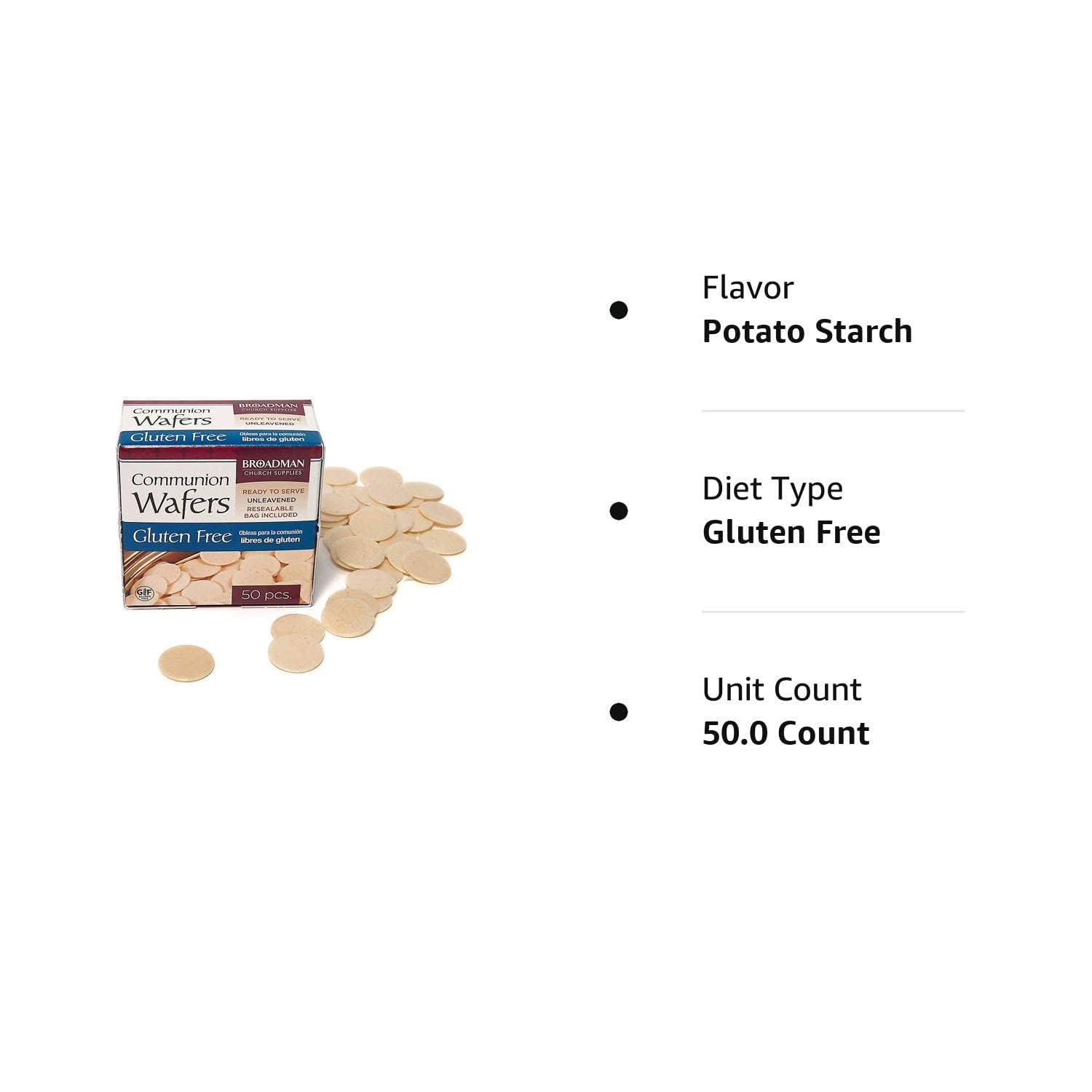 Broadman Church Supplies Communion Wafer, Gluten Free, 50 Count
