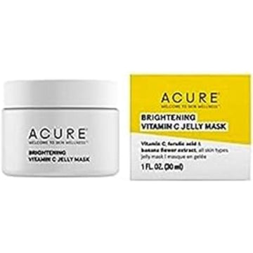 Acure Brightening Vitamin C Jelly Mask | 100% Vegan | For A Brighter Appearance | Ferulic Acid & Banana Flower Extract | All Skin Types | 1 Oz