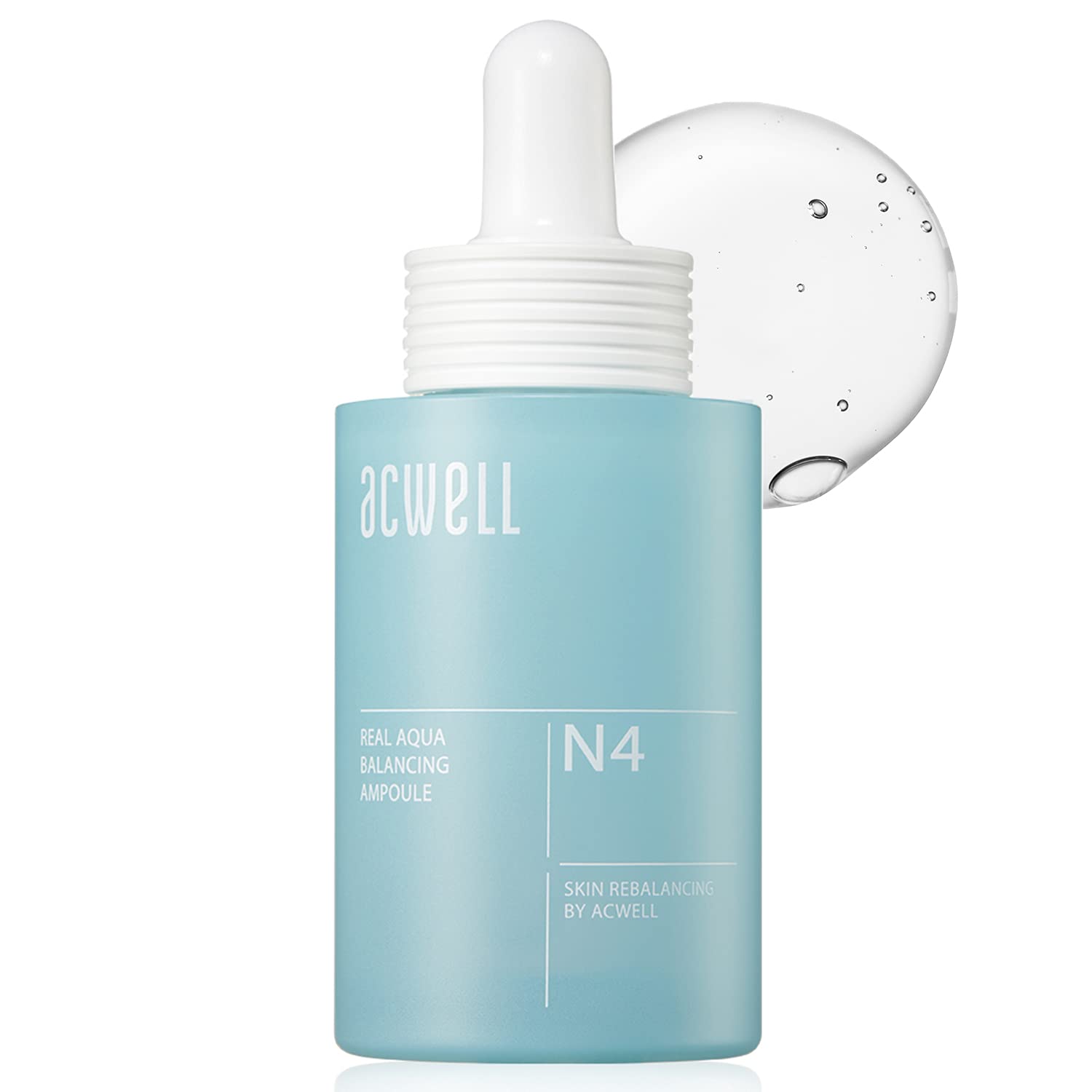 Acwell Real Aqua Balancing And Hydrating Facial Ampoule Serum 1.18 Fl.Oz. - Moisturizing For Sensitive Skin, Face Serum For Men, Women, Seaweed Extract And Amino Acid