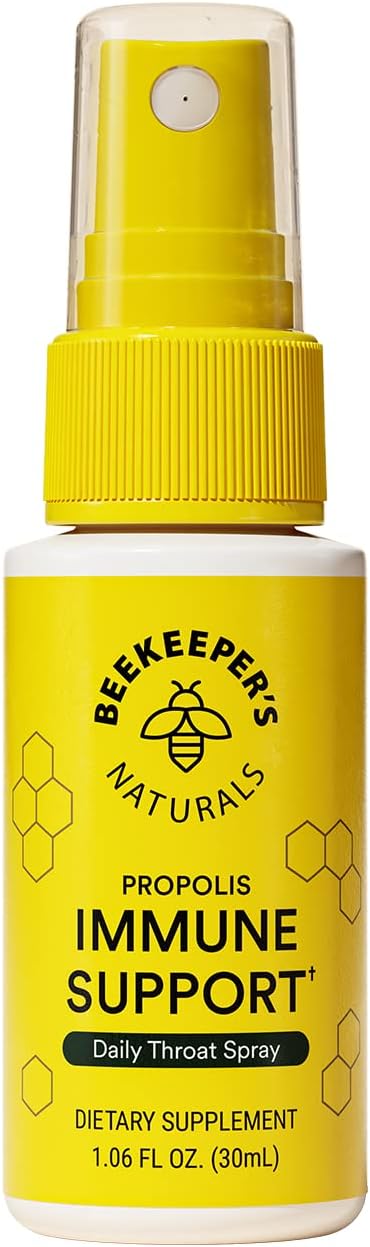 Propolis Throat Spray by Beekeeper's Naturals - 95% Bee Propolis Extract, Natural Immune Support & Sore Throat Relief - Antioxidants, Keto, Paleo, Gluten-Free (1.06 oz)(Pack of 1)