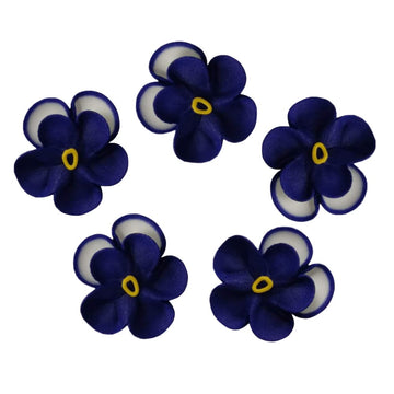O'Creme Pansy Royal Icing Sugar Flower 1-1/4 Inch - For Cake Decorating - Decorations For Cakes, Cupcake Toppers - Birthday, Wedding, Valentines, Baby Shower - Set Of 16 Royal Blue/White