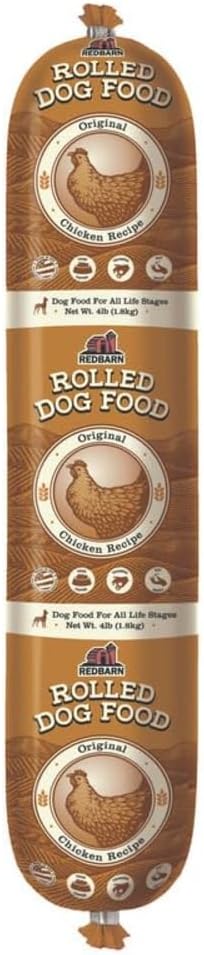 Redbarn All-Natural Premium Rolled Dog Food, Chicken Recipe - Soft Semi-Moist Wet Formula for High Protein Diet, Training Rewards, & Treat Pill Concealer - 4 lb. (1 Count)