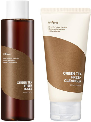 ISNTREE Green Tea Fresh Toner 200ml, 6.76 fl oz + Green Tea Fresh Cleanser 120ml, 4.05 fl.oz : Beauty & Personal Care