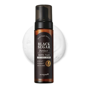 Skinfood Black Sugar Perfect Bubble Foam 200Ml - Detoxifying Pore Exfoliator - Moisturizing Soft & Rich Bubble Facial Foam Cleanser - Exfoliating Skincare For Men & Women (6.7 Fl. Oz.)