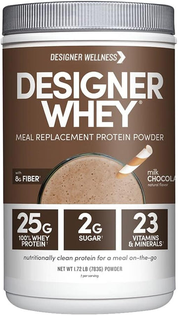 Designer Wellness, Designer Whey Protein Meal Powder with Vitamins, Minerals, and Organic Superfood Complex Carbs, Gluten-Free, Non- GMO, Milk Chocolate, 1.72 Pound