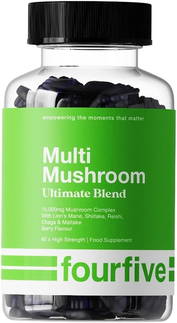 Fourfive Multi Mushroom Supplement (10000Mg) Ultimate Blend With Reishi, Lion'S Mane, Chaga, Maitake & Shiitake, Optimum Daily Dose - 60 Capsules