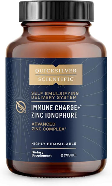 Quicksilver Scientific Immune Charge+ Zinc Ionophore - Zinc Supplement Complexed With Quercetin, Luteolin, Hesperetin Immune + Gi Support (60 Capsules)