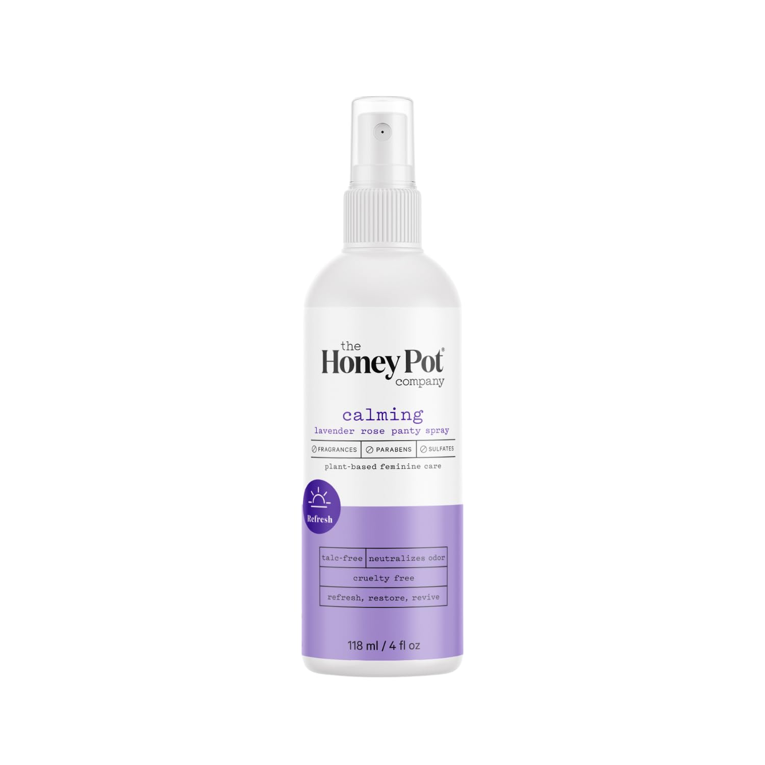 The Honey Pot Company - Refreshing And Restorative Panty And Body Plant-Derived Deodorant Spray - Paraben & Sulfate Free - Lavender Rose -4 Fl. Oz