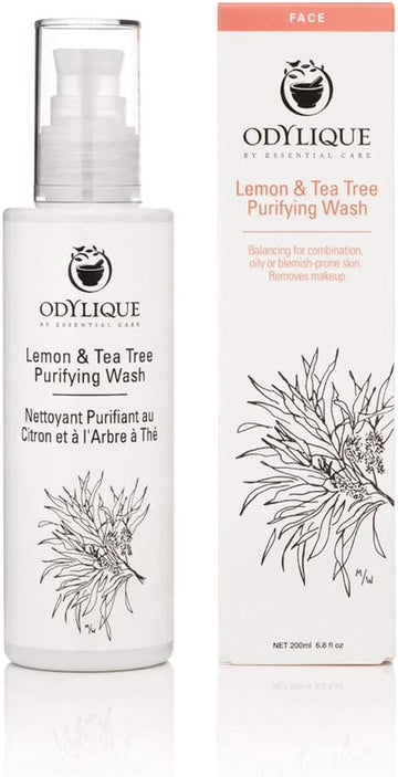 Odylique - Organic Cleanser For Oily Skin – Lemon & Tea Tree Purifying Wash - With Detoxifying Lemon & Antibacterial Tea Tree – Natural Cleanser For Acne Prone Skin (200)
