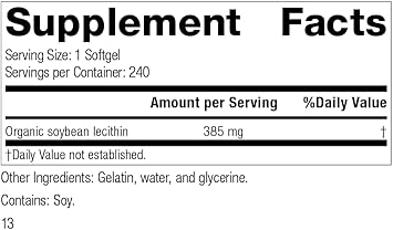 Standard Process Soybean Lecithin - Whole Food Cognitive Health, Brain Health And Brain Support, Liver Support With Soybean Lecithin - Gluten Free - 240 Softgels