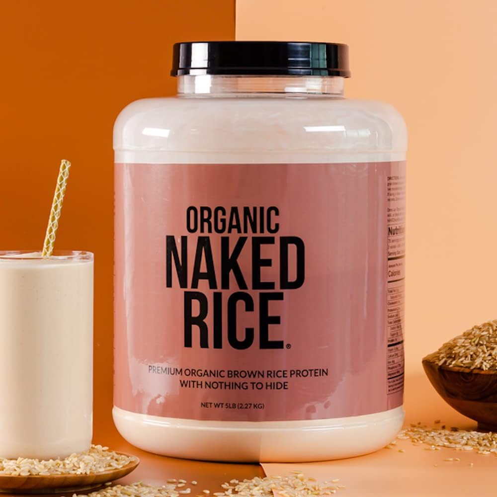 NAKED nutrition Naked Rice 1Lb - Organic Brown Rice Protein Powder - Vegan Protein Powder, GMO Free, Gluten Free & Soy Free. Plant-Based Protein, No Artificial Ingredients - 15 Servings : Grocery & Gourmet Food