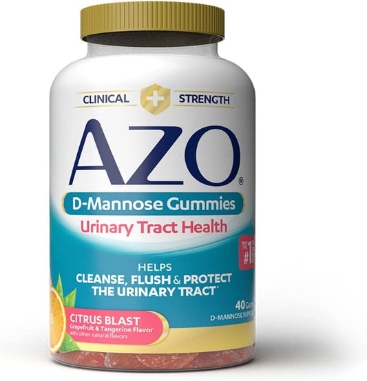 Azo Urinary Tract Health Gummies Bundle - D-Mannose 2000Mg Citrus 40 Count And Cranberry 72 Count