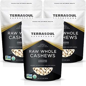 Terrasoul Superfoods Organic Raw Whole Cashews 6Lb Bundle (3-2Lb Resealable Packages)