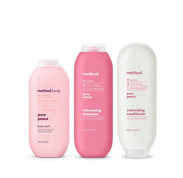 Method Hair And Body Variety Pack - Pure Peace - Shampoo 14 Oz, Conditioner 13.5 Oz, Body Wash 18 Oz