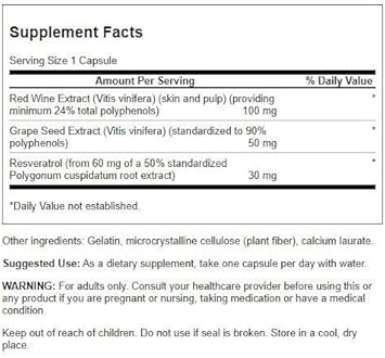 Swanson Resveratrol Complex - Herbal Supplement Promoting Cardiovascular Health '&' Protection - Natural Formula Promoting Natural Health '&' Wellness - (60 Capsules)