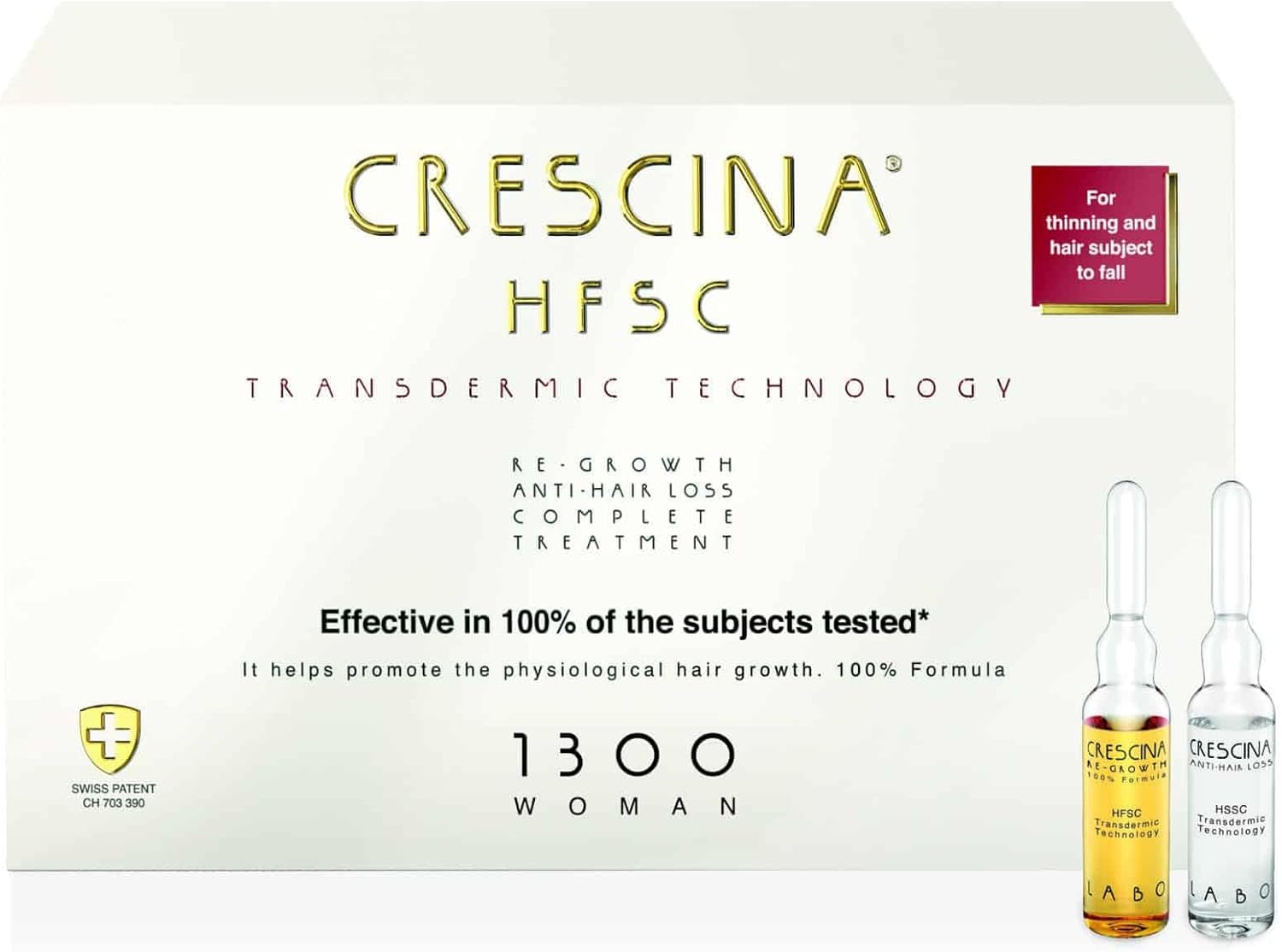 Crescina Hfsc Transdermic Technology Ampoule Complex For Restoring Hair Growth And Against Hair Loss, 1300, N 20+20