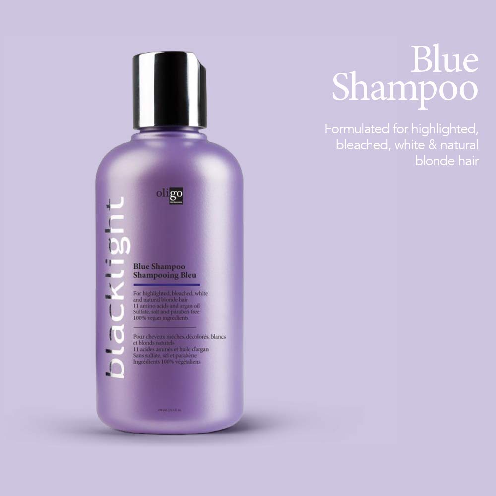 OLIGO PROFESSIONNEL - Blacklight Blue Shampoo - Sulfate-Free Blue Shampoo for Blonde and Color Hair - Revive Treated Hair - Refreshes Faded Highlights - 11 Amino Acids and Moisturizing Formula - 8.5oz : Beauty & Personal Care