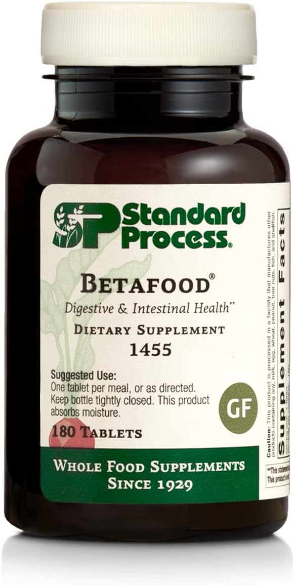 Standard Process Betafood - Digestive Health And Liver Support Supplement With Whole Food Blend Of Oat Flour, Organic Beet Root, And Organic Beet Juice - 180 Tablets