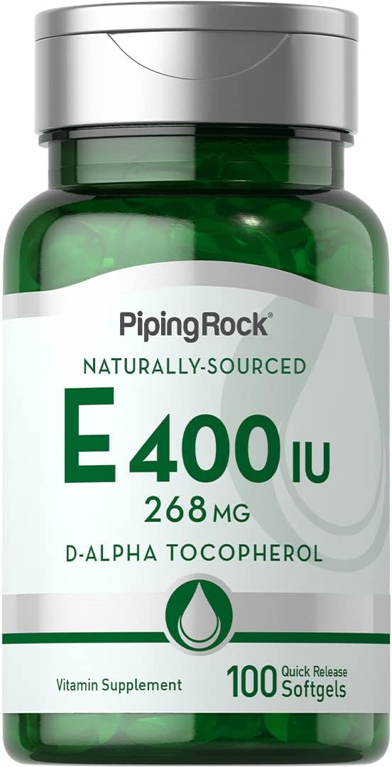 Piping Rock Vitamin E 400 IU Softgels | 268mg | 100 Softgel Capsules | D-Alpha Tocopherol | Non-GMO, Gluten Free Supplement