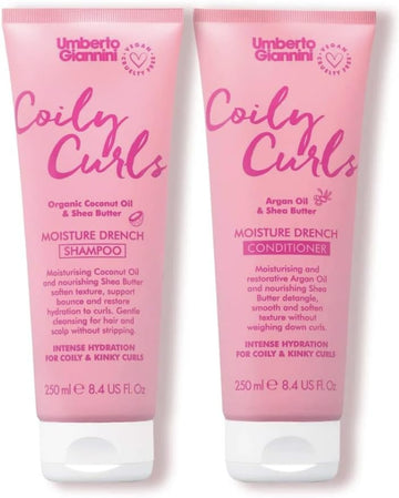 Umberto Giannini Coily Curls Shampoo & Conditioner Set - Vegan & Cruelty Free Moisturising Shampoo & Conditioner Duo For Curly Hair
