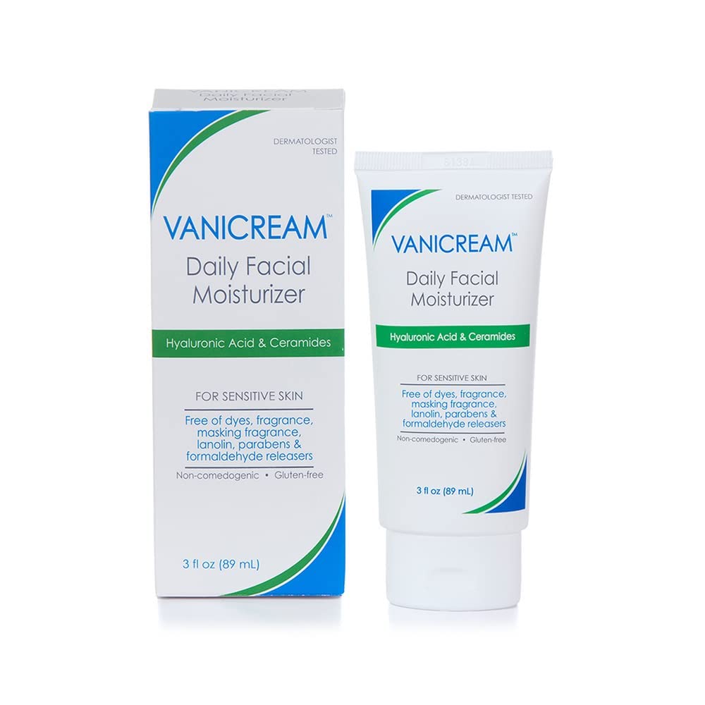 Vanicream Daily Facial Moisturizer With Ceramides And Hyaluronic Acid - Formulated Without Common Irritants For Those With Sensitive Skin, 3 Fl Oz (Pack Of 1)