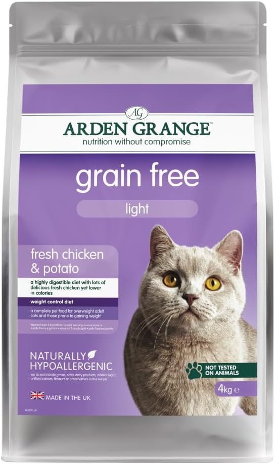 Arden Grange Light Grain Free Dry Cat Food, Fresh Chicken and Potato, 4 kg :Pet Supplies