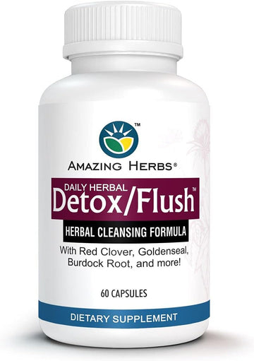 Amazing Herbs Detox/Flush Blood Purifier - All Natural Detoxifying Supplement Made With 7 Powerful Cleansing & Purifying Agents - 60 Count