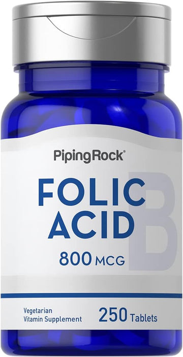 Piping Rock Folic Acid 800 mcg | 250 Tablet Capsules | Vegetarian Supplement | Non-GMO, Gluten Free