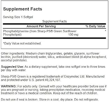 Swanson Sunflower Phosphatidylserine Soy-Free 100 Milligrams 90 Sgels