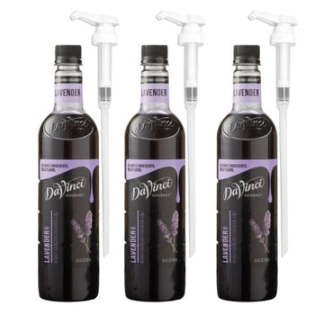 Davinci Gourmet Lavender Syrup 25.4 Fl Oz (Pack Of 3) + 1/4 Oz Syrup Pumps (Pack Of 3)