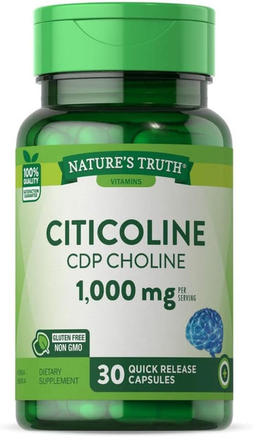 Nature'S Truth Citicoline 1000Mg | 30 Capsules | Cdp Choline | Non-Gmo & Gluten Free Supplement