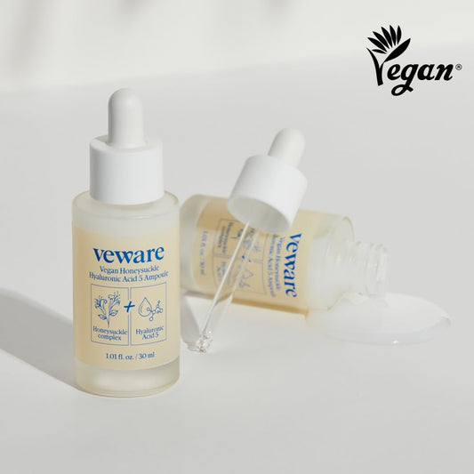 Vegan Honeysuckle Hyaluronic Acid 5 Ampoule - Hydrating & Soothing Facial Serum - Fragrance-Free, Alcohol-Free, 30Ml