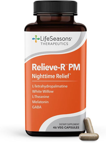 Lifeseasons Relieve-R Pm - Eases Nighttime Aches & Discomfort - Relaxes Muscles - Calms The Nervous System - Supports Natural Sleep Cycles & Non Habit Forming - 46 Capsules