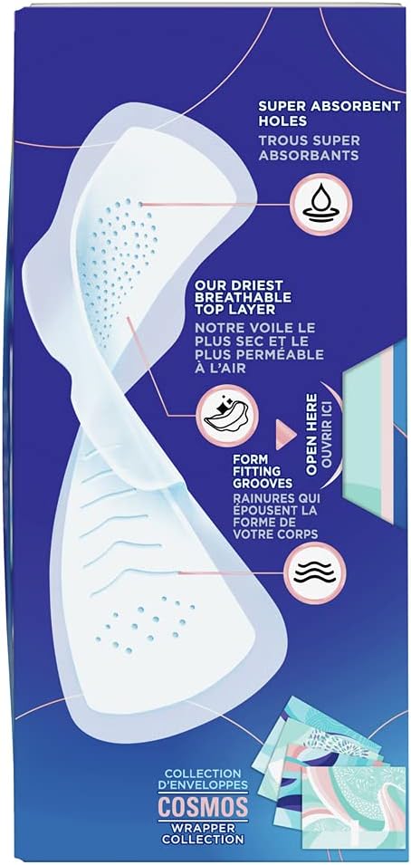 Always Infinity FlexFoam Pads for Women, Size 5, Extra Heavy Overnight Absorbency, Unscented, 22 Count (Pack of 2)